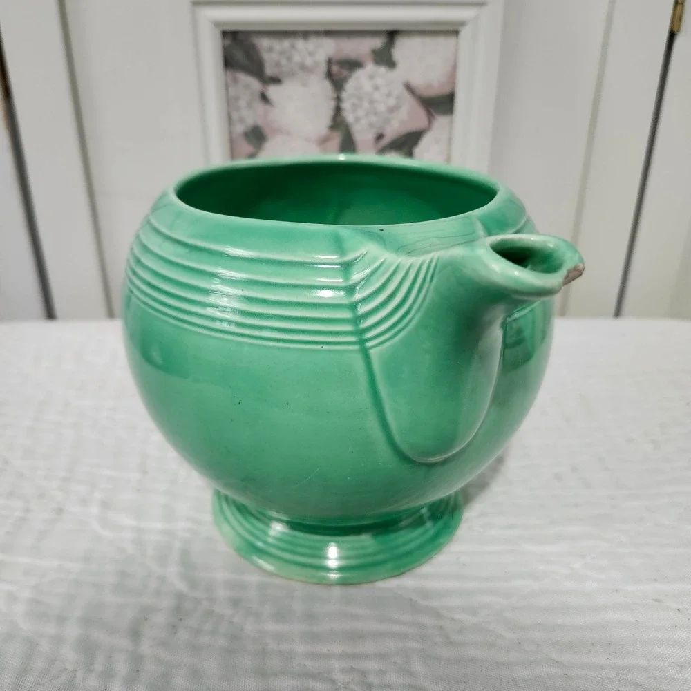 Vintage Homer Laughlin Fiesta Original Green Teapot Art Deco Ceramic Made in USA